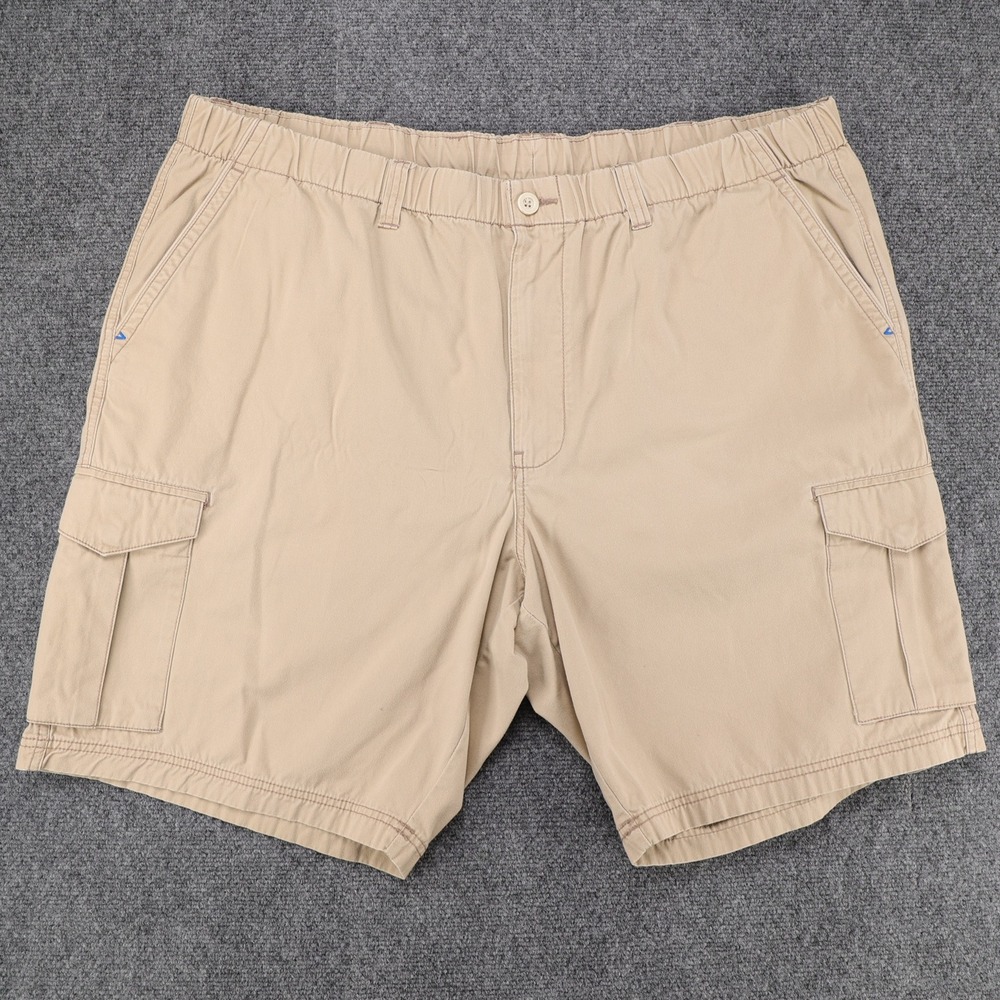 Tommy Bahama Mens 2XL Khaki Cargo Shorts Elastic Drawstring Waist Cotton Beige